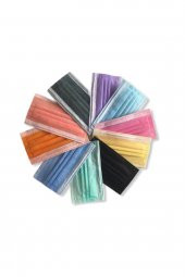 MASKEMASK Rainbow 10 Renk 3 Katlı 100 Adet - 1