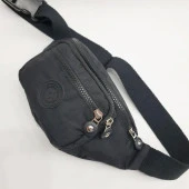 Siyah Renk Krinkıl Kumaş Bel Çantası - 8