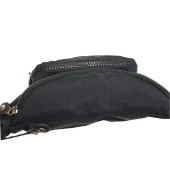 Siyah Renk Krinkıl Kumaş Bel Çantası - 11