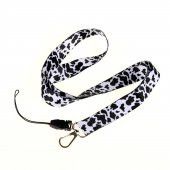 SİYAH BEYAZ LEOPAR DESEN TASARIMLI BOYUN ASKI İPİ - 1