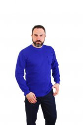 ESER - Bisiklet Yaka Sweatshirt - Cepli - Saks - 1