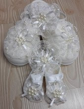 Lohusa Terlik Taç Anne Bebek Takımı İncili Taç Ecru - 1