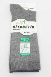 6 lı Emre Erkek Şeker Çorabı Diyabetik Dikişsiz Bambu Gri - 1