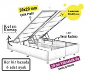 Niron Silver Yatak Baza Başlık Seti 150x200 Çift Kişilik Full Ortopedik Yatak Gri Keten Baza Başlık - 5