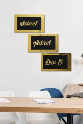 Sabret Şükret Dua Et Tablo Gold Altın Duvar Süsü - 6