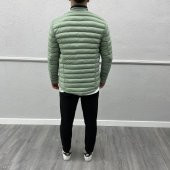 Erkek Dar Kesim Hakim Yaka Fermuarlı Şişme Mont- Haki - 3