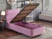 Niron Pinky Tek Kişilik Yatak Seti - Pembe Kumaş Baza, Başlık ve Yatak Takımı - 3