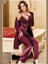 Nurteks 5909 3lü Sabahlıklı Saten Pijama takımı - 1