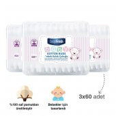 Deep Fresh Bebek Pamuklu Kulak Temizleme Çubuğu 3 x 60 Adet - 6