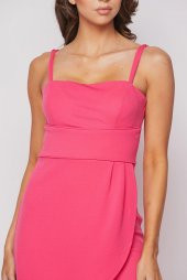 Teeze Me Genç Bayan Kare Yaka Katlı Bodycon Elbise - 6
