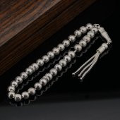 925 Ayar Gümüş Nokta İşlemeli Küre Kesim Tesbih - 1