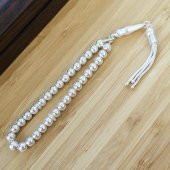 925 Ayar Gümüş Nokta İşlemeli Küre Kesim Tesbih - 3