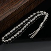 925 Ayar Gümüş Arpa Kesim Nokta İşlemeli Tesbih thumbnail 1