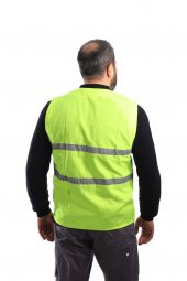 ESER - V Yaka Fosforlu Harman Kumaş Yelek - Sarı - 2