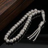 925 Ayar Gümüş Küre Kesim Nokta İşlemeli Tesbih thumbnail 1