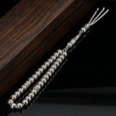 925 Ayar Gümüş Küre Kesim Nokta İşlemeli Tesbih thumbnail 2