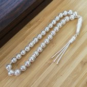 925 Ayar Gümüş Küre Kesim Nokta İşlemeli Tesbih thumbnail 3