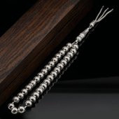 925 Ayar Gümüş Küre Kesim Nokta İşlemeli Tesbih thumbnail 2