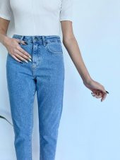 Kadın Mom Jean Açık Mavi Kot Pantolon - 4