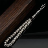 925 Ayar Gümüş Küre Kesim Nokta İşlemeli Tesbih thumbnail 2