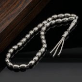 925 Ayar Gümüş Arpa Kesim Nokta İşlemeli Tesbih thumbnail 1