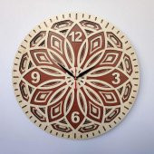Özel Tasarım Yaprak Saat - 30x30cm - Akçaağaç - 1