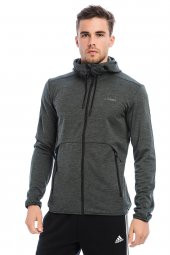 Adidas Essential 3 Stripe Hoodie Eşofman Üst CW3880 Gri - 1