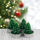 4 Adet 4cm Çam Ağacı Tealight Mum - 1