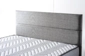 Niron Silver Yatak Baza Başlık Seti 90x190 Tek Kişilik Full Ortopedik Yatak Gri Keten Baza ve Başlık - 4