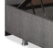 Niron Silver Yatak Baza Başlık Seti 90x190 Tek Kişilik Full Ortopedik Yatak Gri Keten Baza ve Başlık - 6