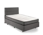 Niron Silver Yatak Baza Başlık Seti 90x190 Tek Kişilik Full Ortopedik Yatak Gri Keten Baza ve Başlık - 7