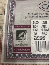 SARAY HALI GOLD SERİSİ 2165 KREM 150x230 100 YÜN 4 M2 - 8