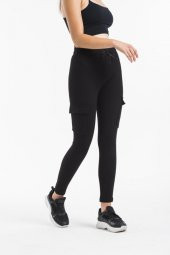 Kadın Siyah Cep Detaylı Toparlayıcı Esnek Kalın Pantolon Tayt TYT-0004 - 1