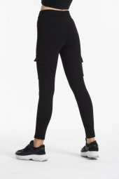 Kadın Siyah Cep Detaylı Toparlayıcı Esnek Kalın Pantolon Tayt TYT-0004 - 5