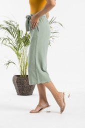 Kadın Capri Keten Pantolon Mint Yeşil KTN-0001 - 2