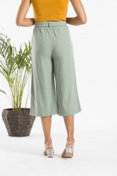 Kadın Capri Keten Pantolon Mint Yeşil KTN-0001 - 4