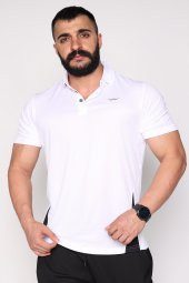 Polo Yaka Nefes Alan Kumaş Beyaz T-Shirt - 1