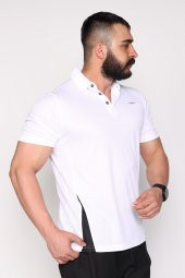 Polo Yaka Nefes Alan Kumaş Beyaz T-Shirt - 3