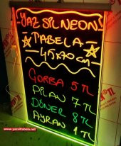30X40cm-3 renk Kalem-YAZ SİL NEON LED TABELA-IŞIKLI YAZI PANOSU - 3