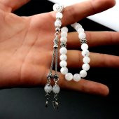 Pigado 925 Ayar Gümüş Ayyıldız Püsküllü Aytaşı Doğaltaş Tesbih thumbnail 1