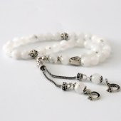 Pigado 925 Ayar Gümüş Ayyıldız Püsküllü Aytaşı Doğaltaş Tesbih thumbnail 3