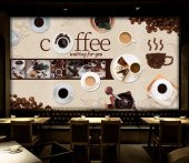 Renkli Duvarlar Cafe Fincan Kahve Wallpaper Özel Tasarım Duvar Kağıdı - 1