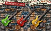 Renkli Duvarlar Gitar Wallpaper Genç Odası Özel Tasarım Duvar Kağıdı - 1