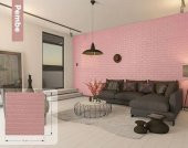 Renkli Duvarlar NW03 Pembe Kendinden Yapışkanlı 3D Dekoratif Duvar Paneli - 9