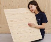 Renkli Duvarlar NW37 Bej Ahşap Kendinden Yapışkanlı 3D Dekoratif Duvar Paneli - 1