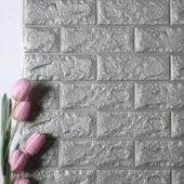 Renkli Duvarlar Gümüş Gri 3D Kendinden Yapışkanlı Duvar Kağıdı 3d Paneli NW02 - 1