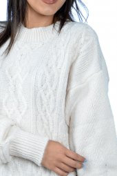 Bisiklet Yaka Yırtmaçlı Bayan Kazak - 5