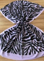 Pamuklu Zebra Desen Şal Lila - 1