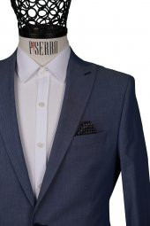 Slim Fit Klasik Desenli Koyu Mavi Ceket - 2