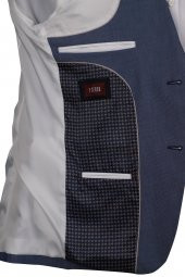 Slim Fit Klasik Desenli Koyu Mavi Ceket - 3